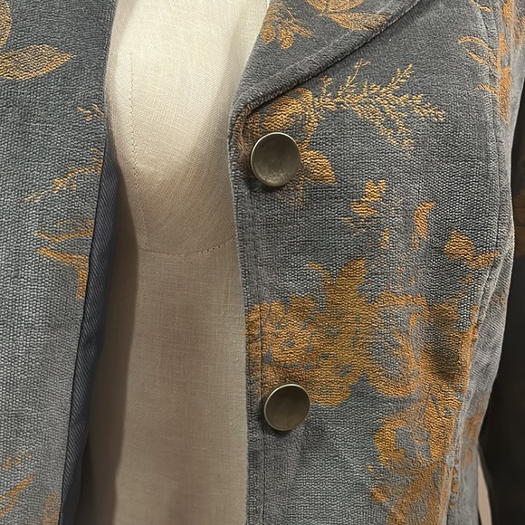 Tiempo Moda Women’s Single Breasted Gray Floral Velvet Blazer size 42 - Picture 9 of 11